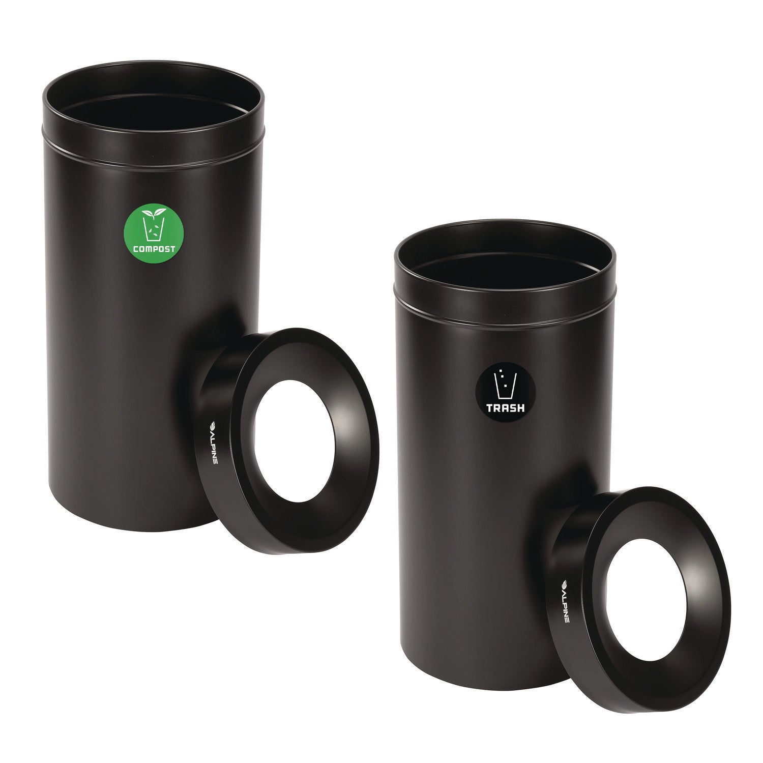 27 Gallon Black Stainless Steel Compost Bin and Trash Can