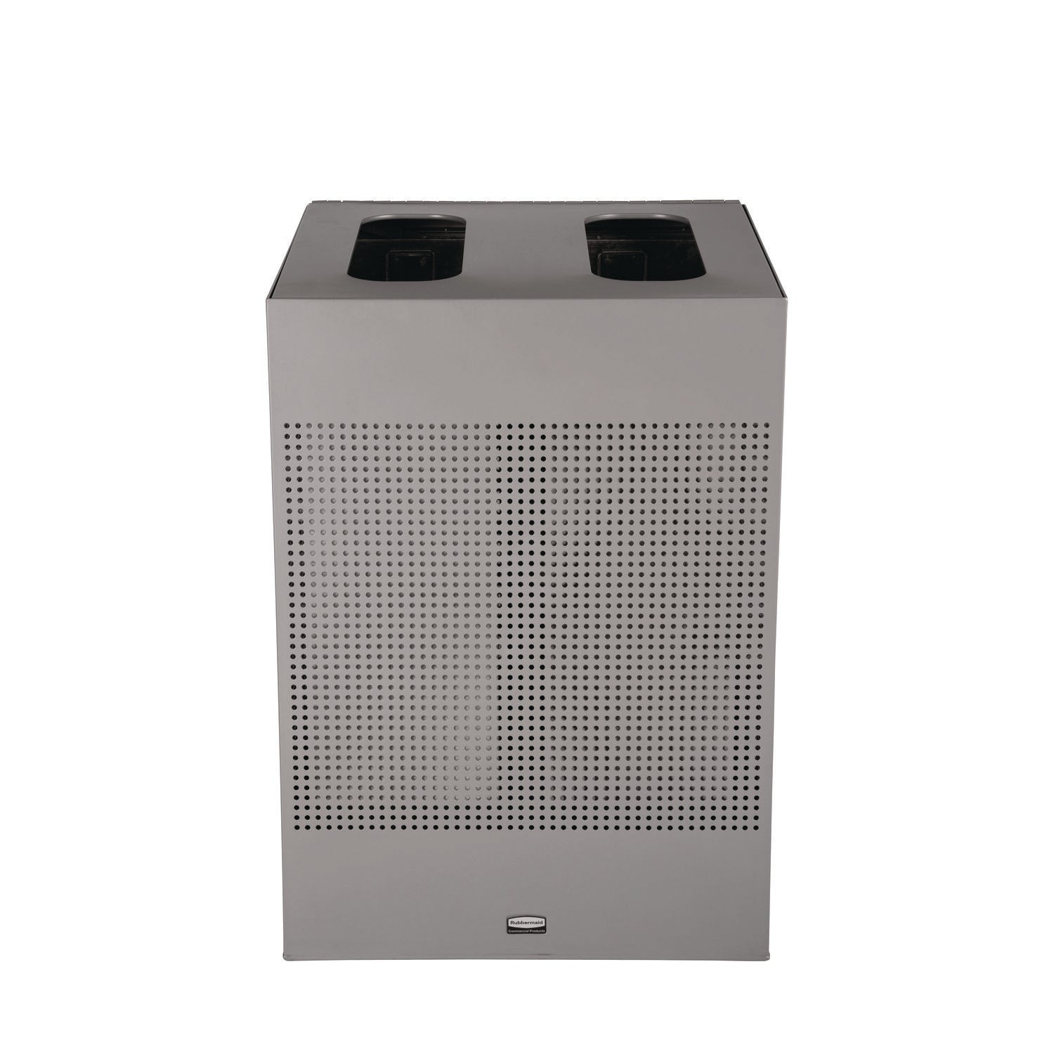 Designer Line Silhouettes Waste Receptacle, 34 gal, Steel, Silver Metallic