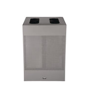 Designer Line Silhouettes Waste Receptacle, 34 gal, Steel, Silver Metallic