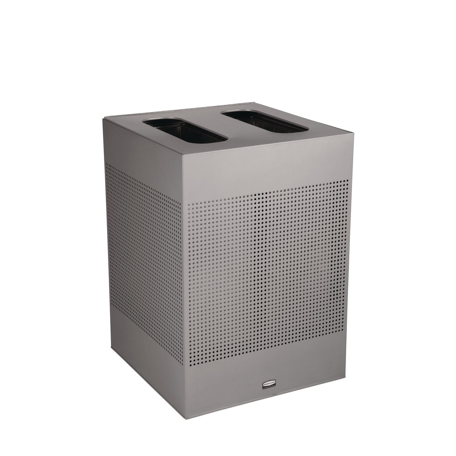 Designer Line Silhouettes Waste Receptacle, 34 gal, Steel, Silver Metallic