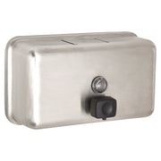 Horizontal Manual Surface-Mounted Stainless Steel Liquid Soap Dispenser, 40 oz, 2.8 x 8.1 x 4.8, Brushed Stainless Steel
