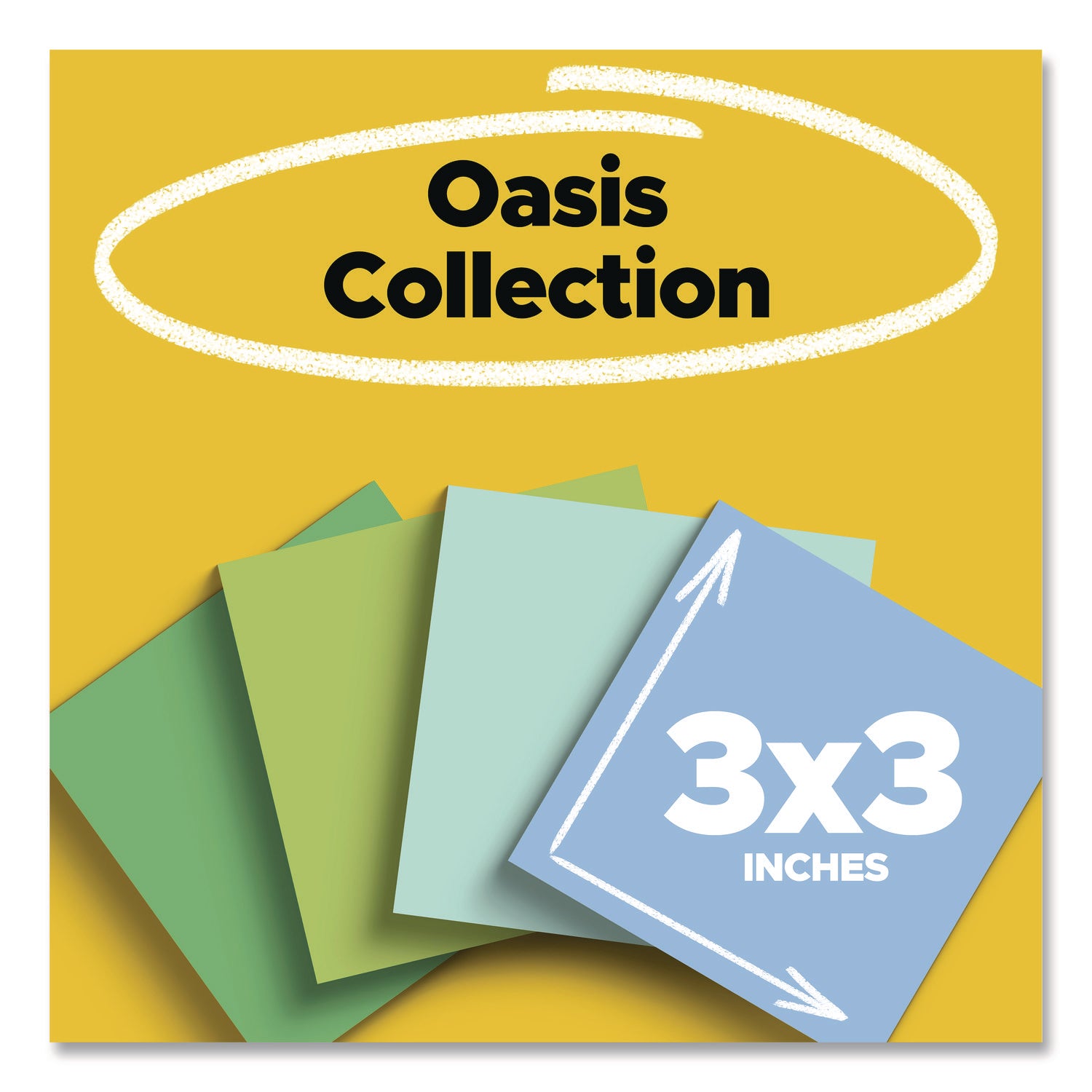 Post-it Recycled Super Sticky Notes, 3" x 3", Assorted Oasis Colors, 70 Sheets per Pad, 24 Pads per Pack, Square, Unruled, 100% Recycled Paper