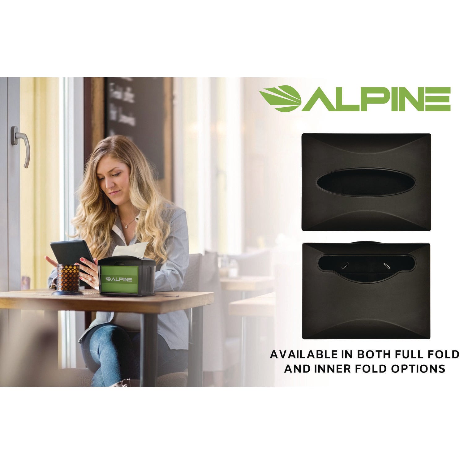 Interfold Table Top Dispenser Napkin Holder, 5.9 x 8 x 6.5, Black