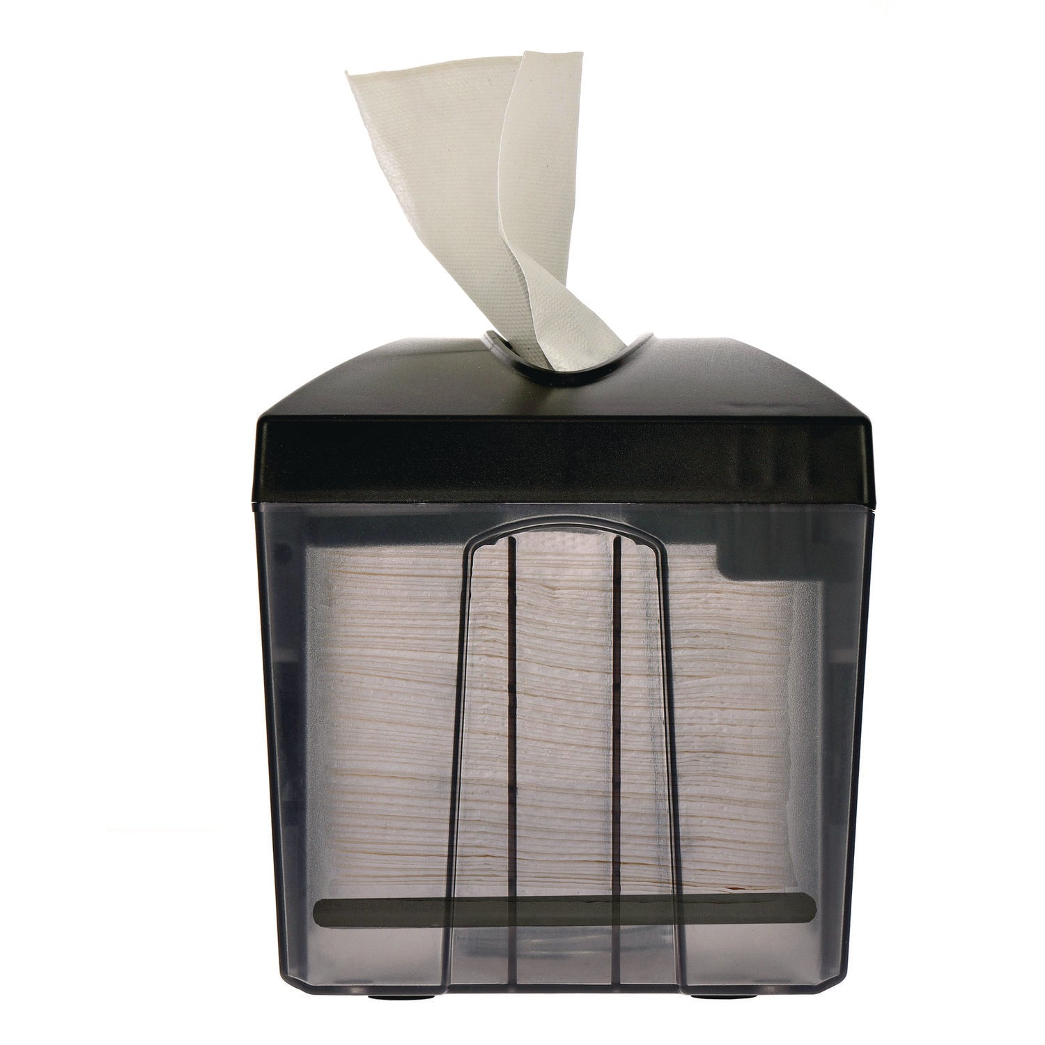 Interfold Table Top Dispenser Napkin Holder with Caddy, 6 x 14.17 x 6.5, Black