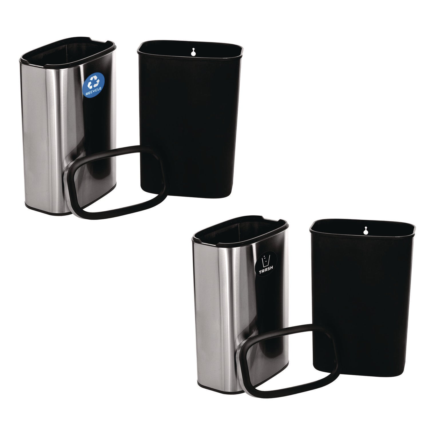 10.5 Gallon Recycle and Trash Station, Brushed Stainless Steel