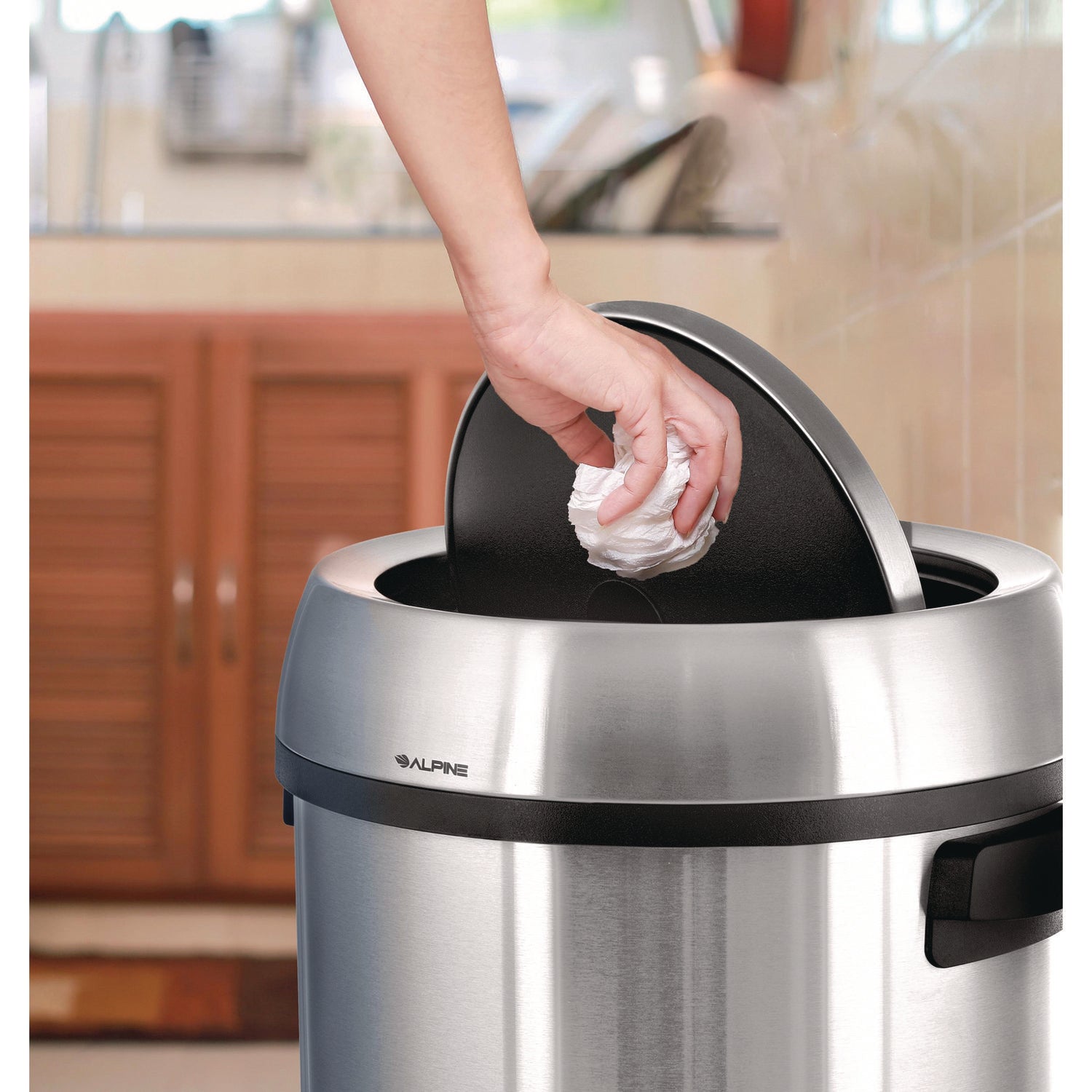 17 Gallon Stainless Steel Commercial Trash Can with Swing Lid