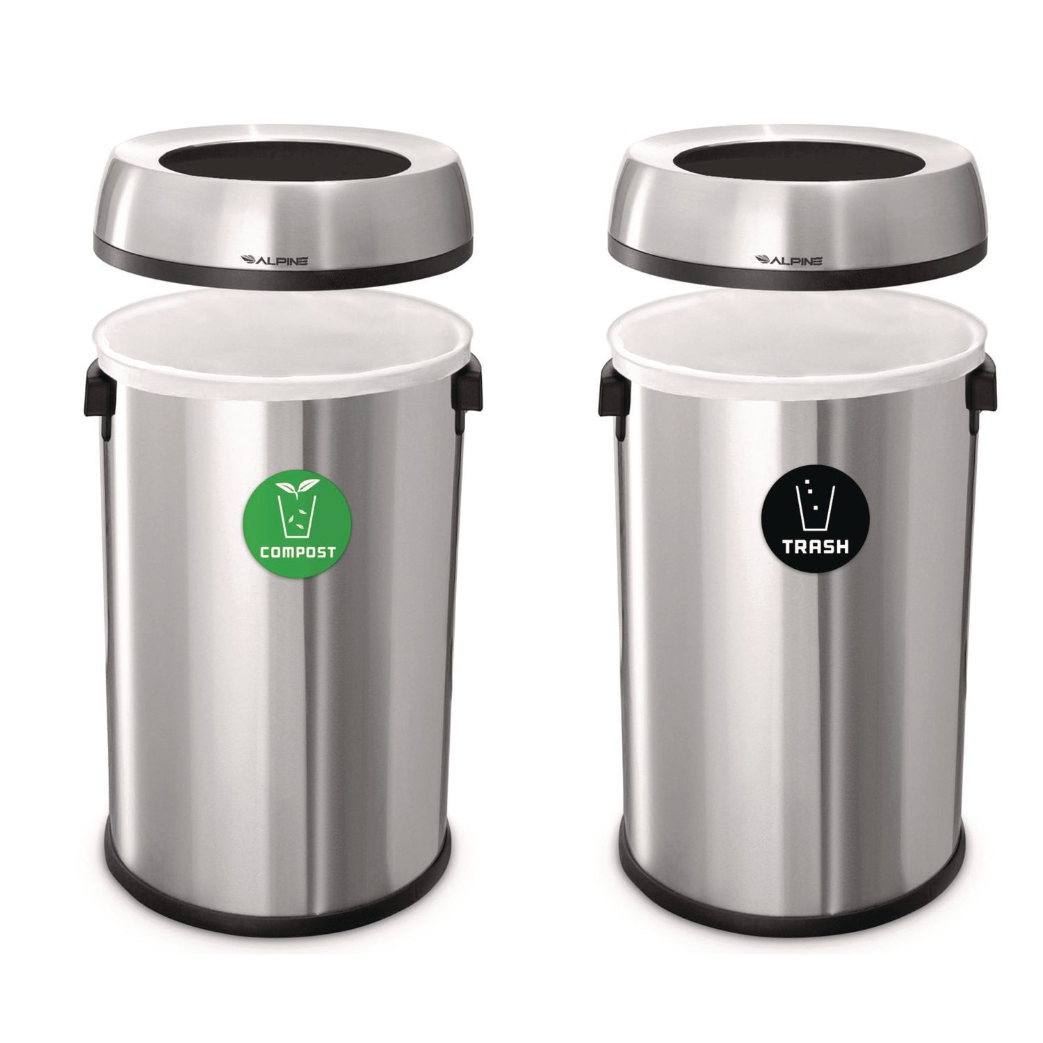 17 Gallon Stainless Steel Open Top Compost and Trash Station