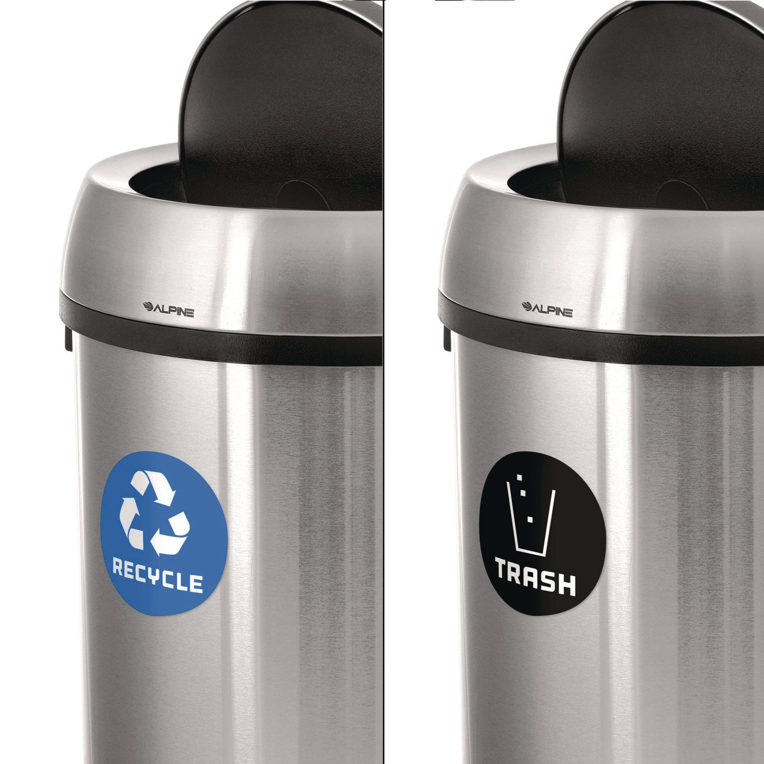 17 Gallon Stainless Steel Open Top Recycling Bin and Trash Receptacle