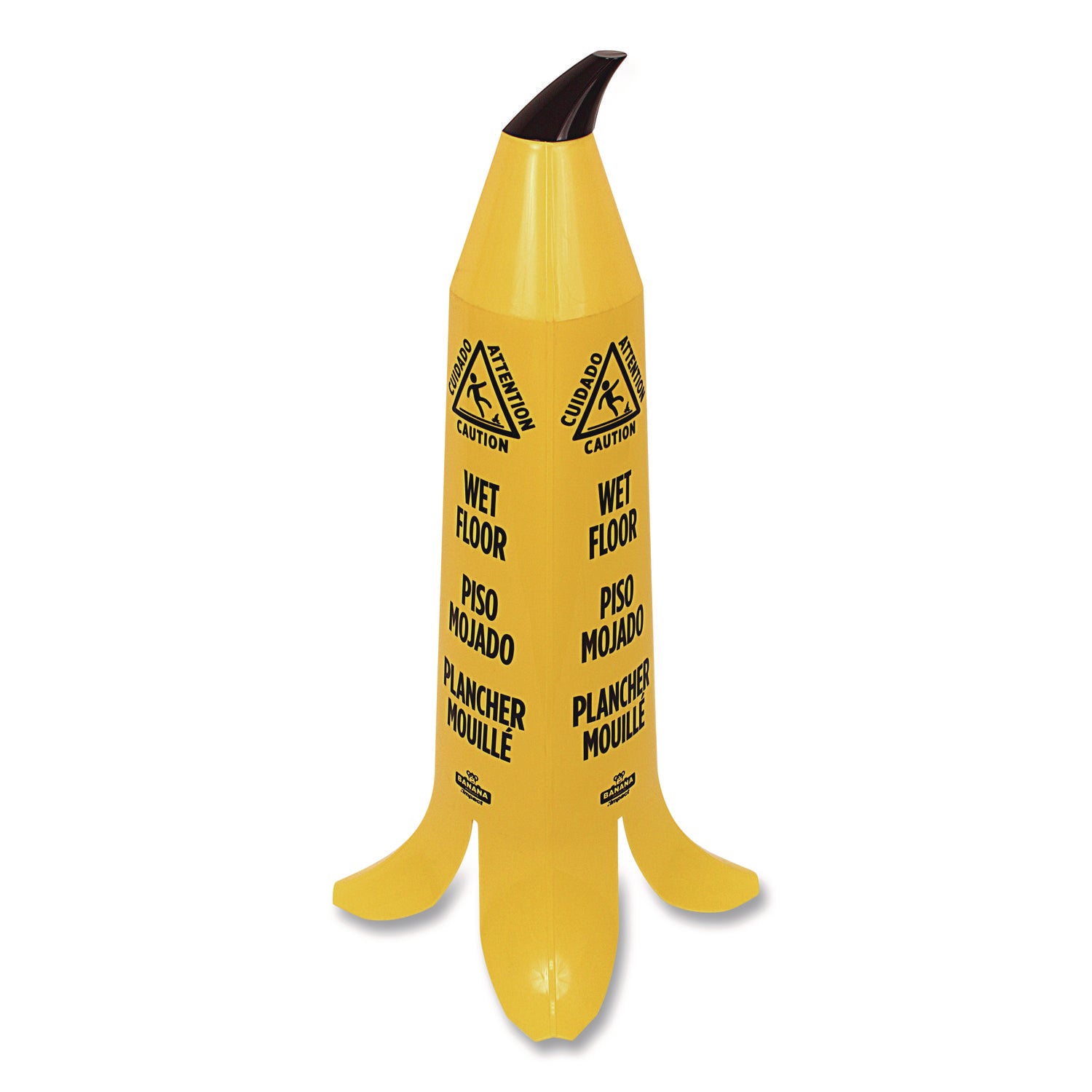 Banana Wet Floor Cones, 14.25 X 14.25 X 36.75, Yellow/brown/black