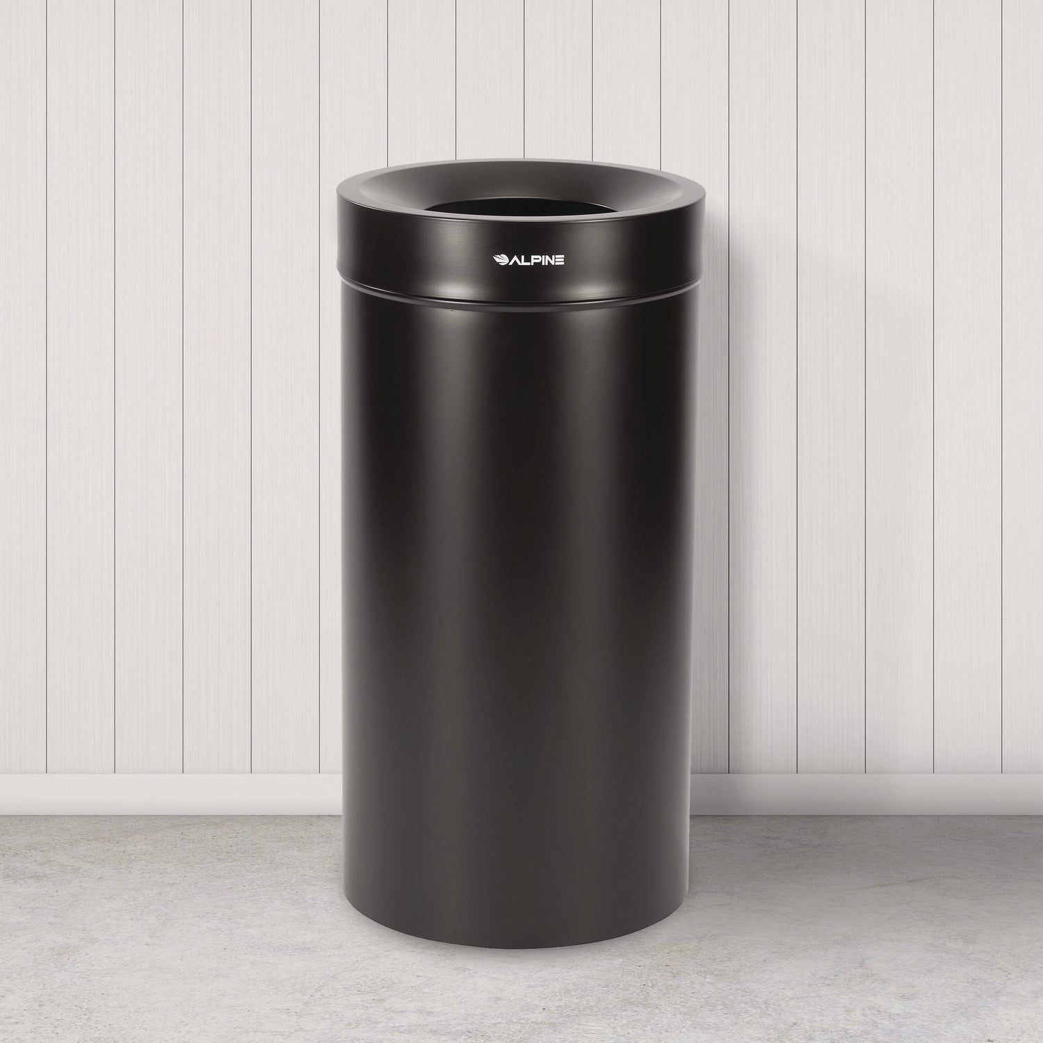 27 Gallon Stainless Steel Commercial Indoor Trash Can, Black