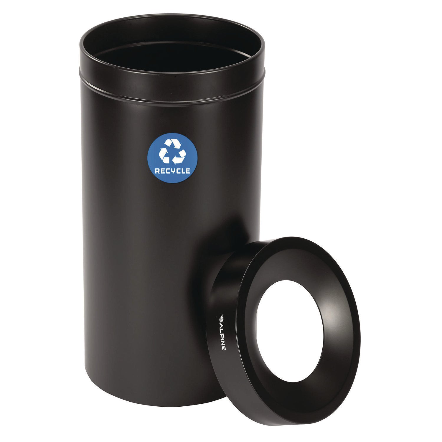 27 Gallon Stainless Steel Recycling Can, Black