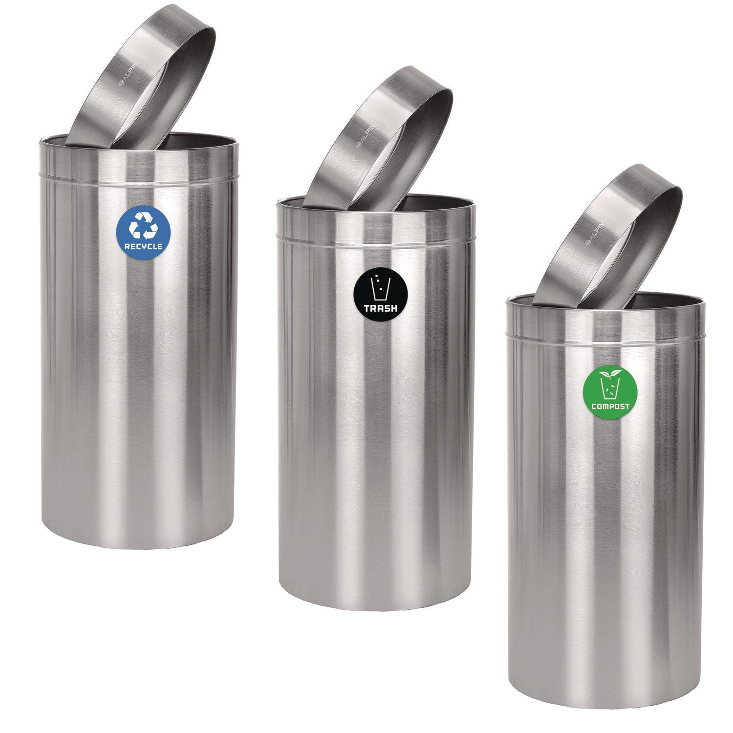 27 Gallon Stainless Steel Compost Bin, Recycling Can and Trash Receptacle, Brushed Stainless Steel