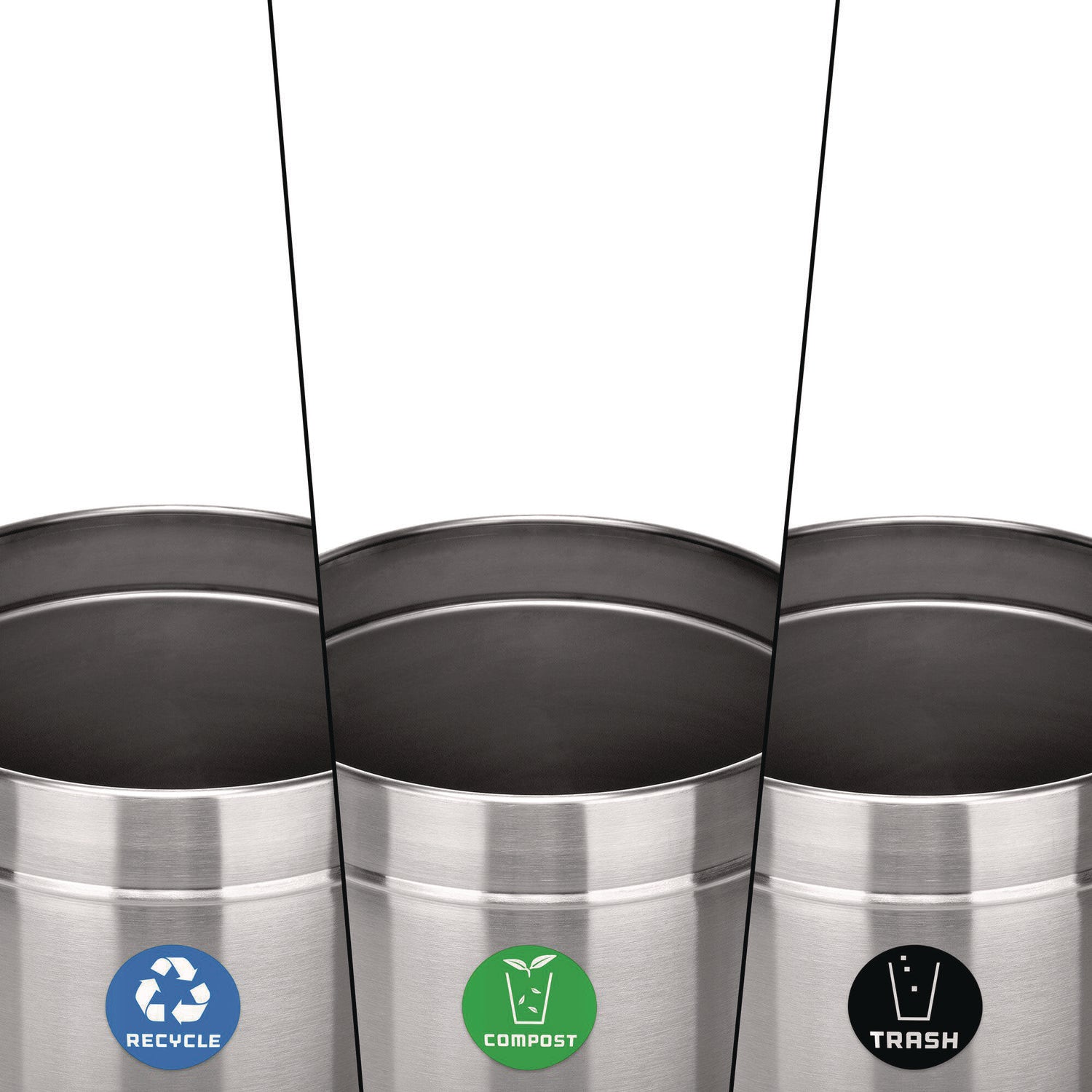 27 Gallon Stainless Steel Compost Bin, Recycling Can and Trash Receptacle, Brushed Stainless Steel