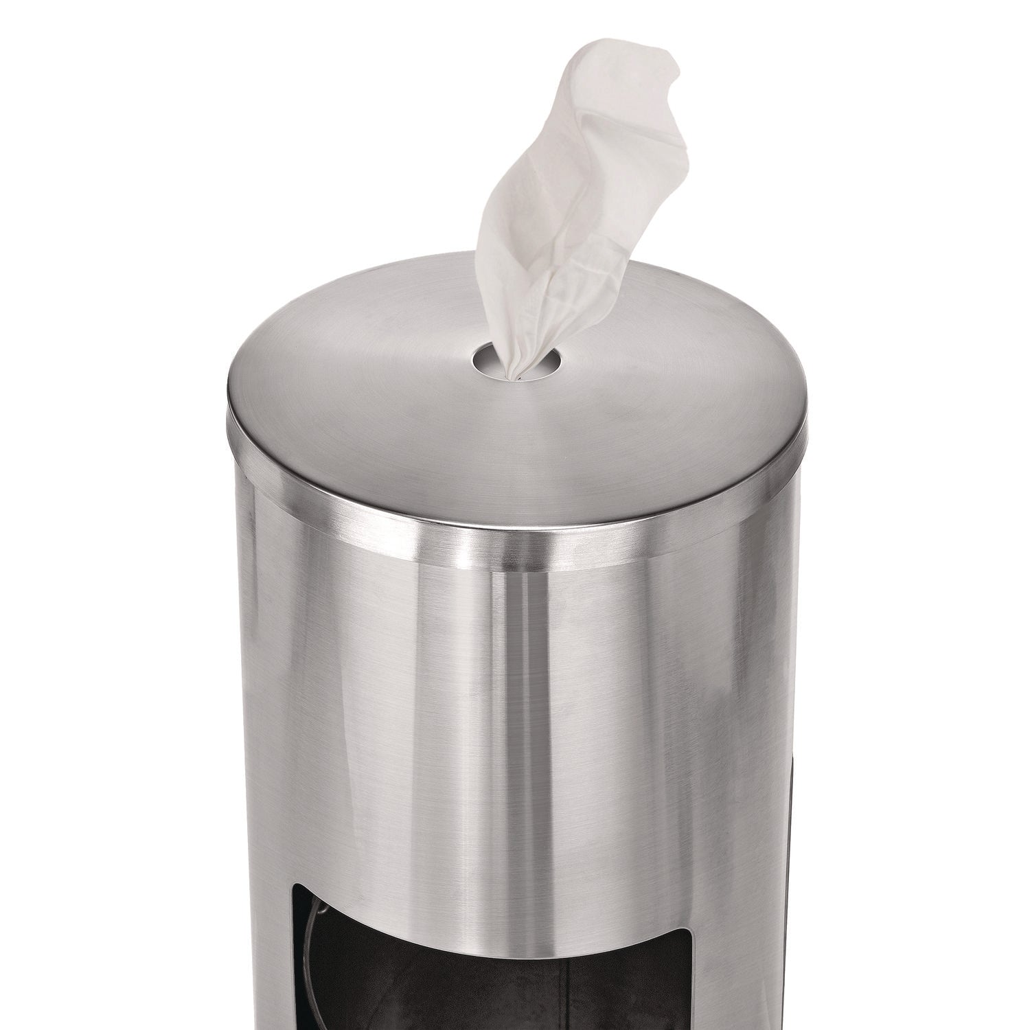 Stainless Steel 7 Gal Trash Can with Gym Disinfecting Wipes Dispenser