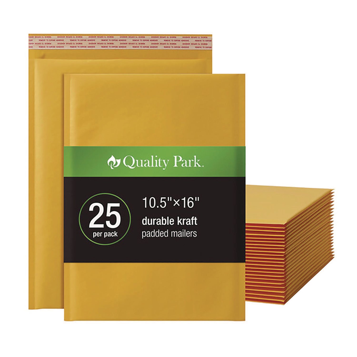 Quality Park Bubble Mailers, 10 1/2" x 15", Strip Closure, Brown Kraft, 25/Box