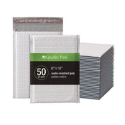 Quality Park Bubble Mailers, 6" x 9", Poly, White, Strip Closure, 25/Box