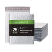 Quality Park Poly Bubble Mailers, 8 1/2" x 11", White, Poly, Strip Closure, 25/Box