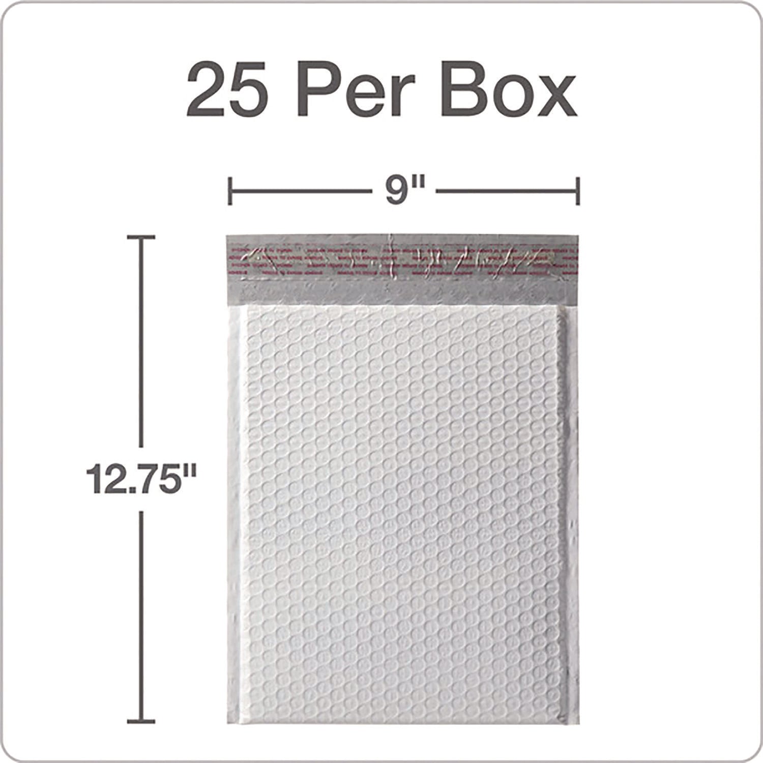Quality Park Poly Bubble Mailers, 8 1/2" x 11", White, Poly, Strip Closure, 25/Box