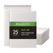 Quality Park Poly Bubble Mailers, 10 1/2" x 15", White, Poly, Strip Closure, 25/Box