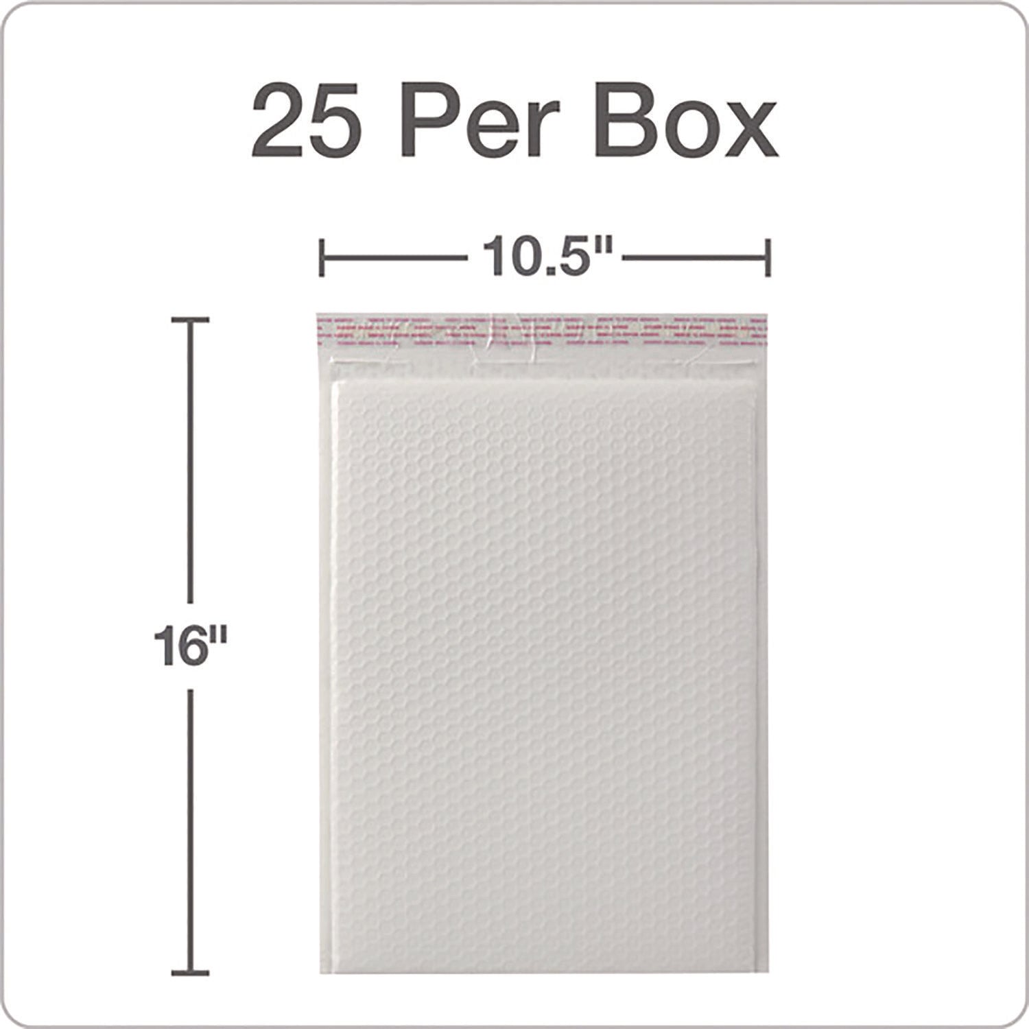 Quality Park Poly Bubble Mailers, 10 1/2" x 15", White, Poly, Strip Closure, 25/Box