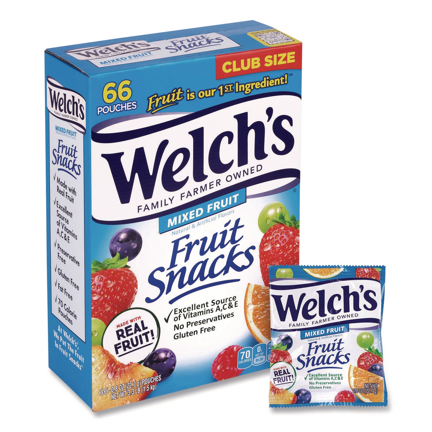 Gluten-free, Individually Wrapped - Mixed Fruit - 0.90 oz - 66 / Carton - TAA Compliant