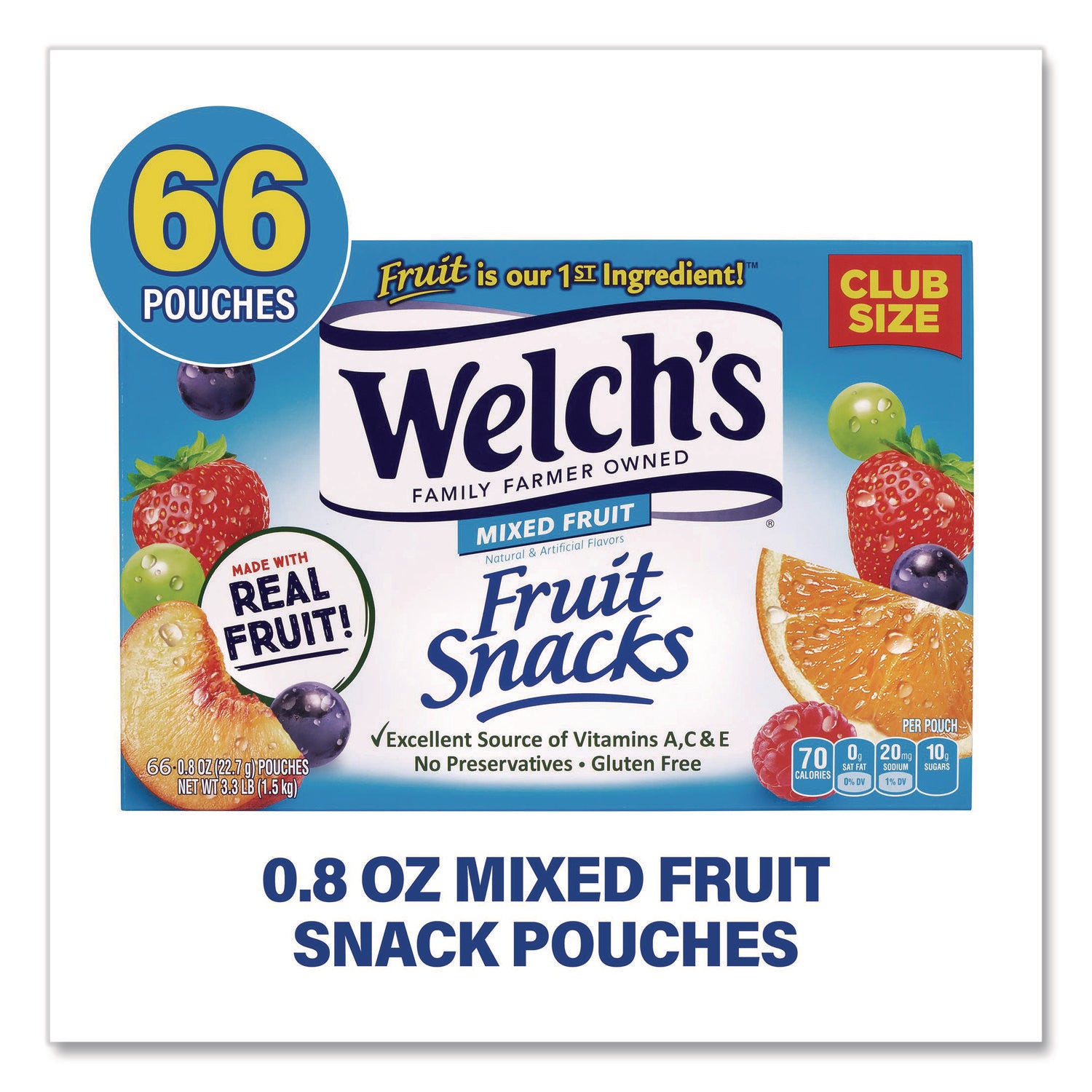 Gluten-free, Individually Wrapped - Mixed Fruit - 0.90 oz - 66 / Carton - TAA Compliant