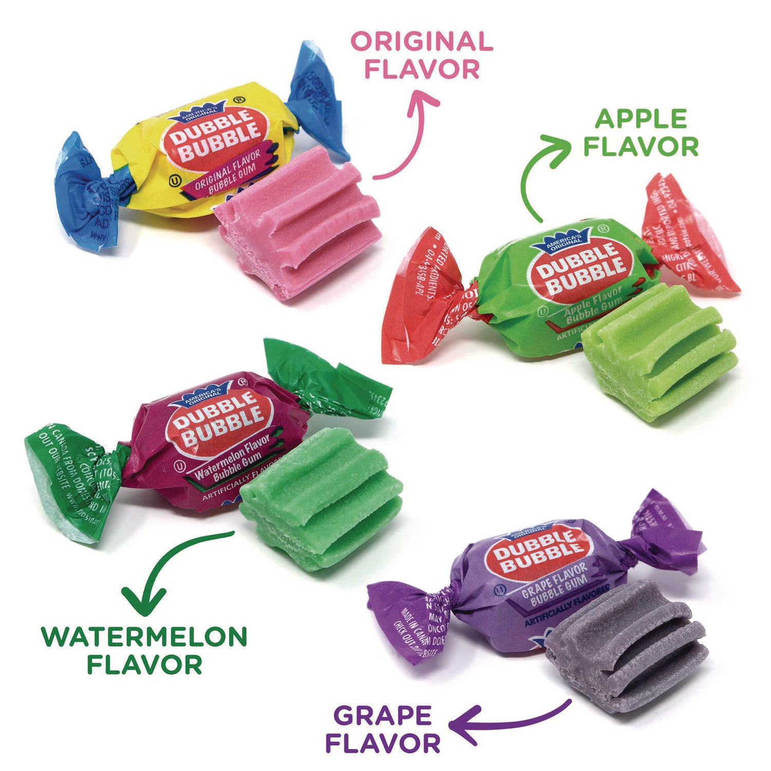 Green Rabbit Chewing Gum - Bubble Gum, Watermelon, Grape, Sour Apple - 300 / Carton