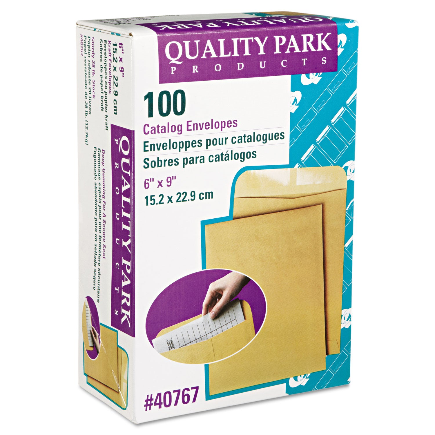 Quality Park 6 x 9 Catalog Mailing Envelopes - Catalog - #1 - 6" Width x 9" Length - 28 lb - Gummed - Kraft - Kraft - 100 / Box