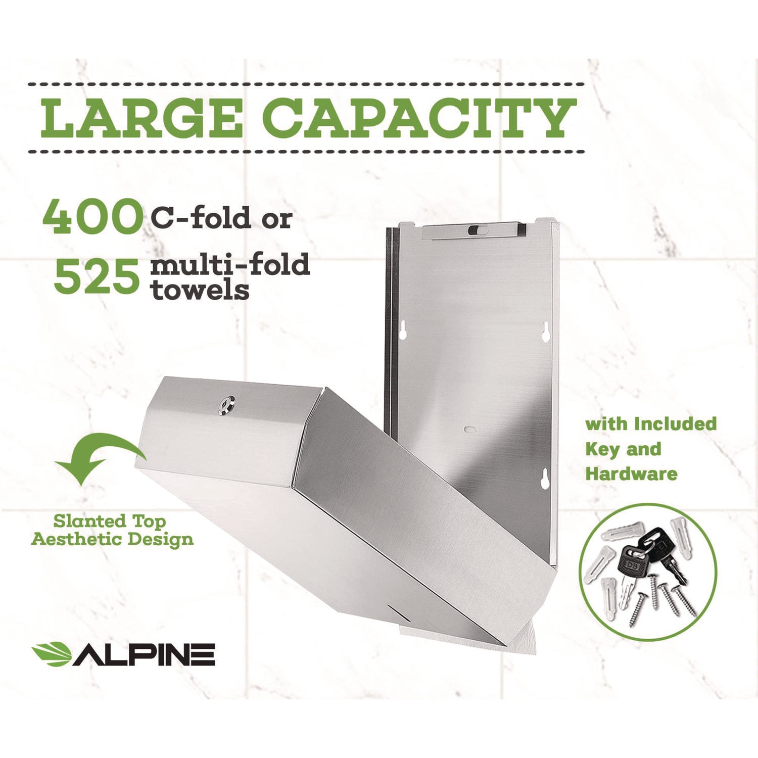Vertical C-Fold/Multi-Fold Paper Towel Dispenser, 14.5 x 4 x 11.2, Brushed Stainless Steel