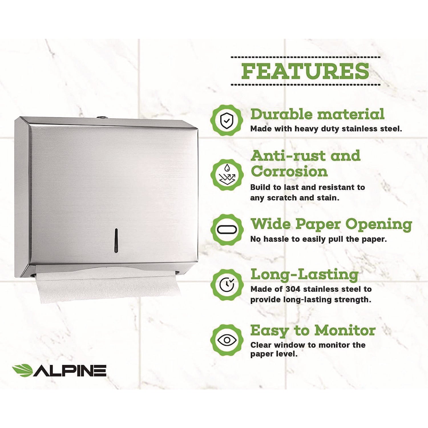 Horizontal C-Fold/Multi-Fold Paper Towel Dispenser, 10.2 x 4 x 11.2, Brushed Nickel