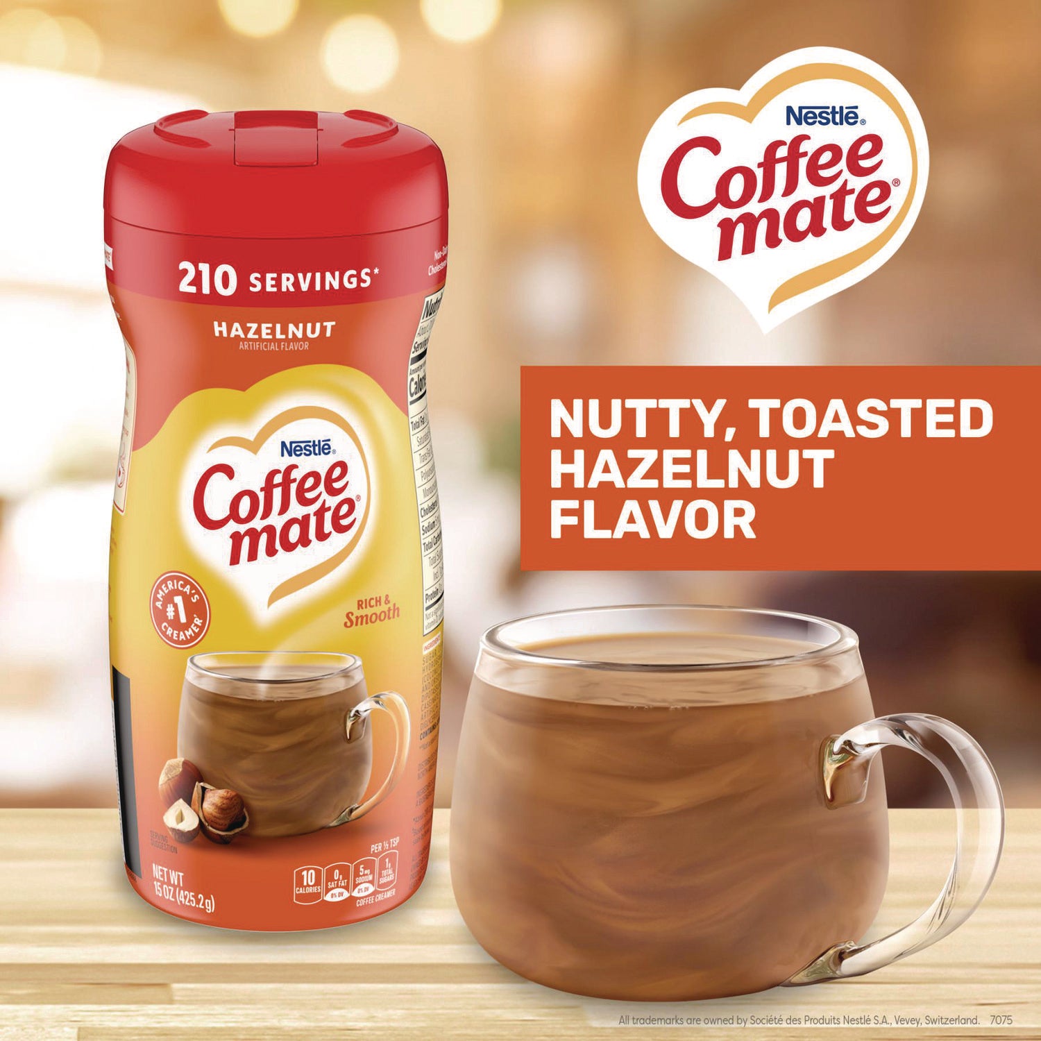 Coffee mate Hazelnut Powdered Coffee Creamer - Hazelnut Flavor - 0.94 lb (15 oz) - 141 Serving - 1 Each