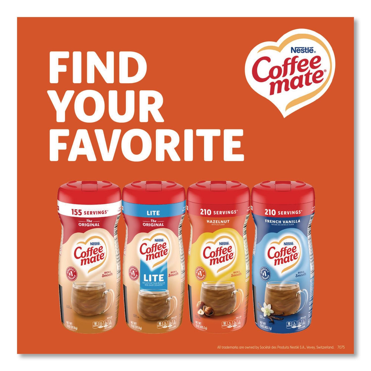 Coffee mate Hazelnut Powdered Coffee Creamer - Hazelnut Flavor - 0.94 lb (15 oz) - 141 Serving - 1 Each