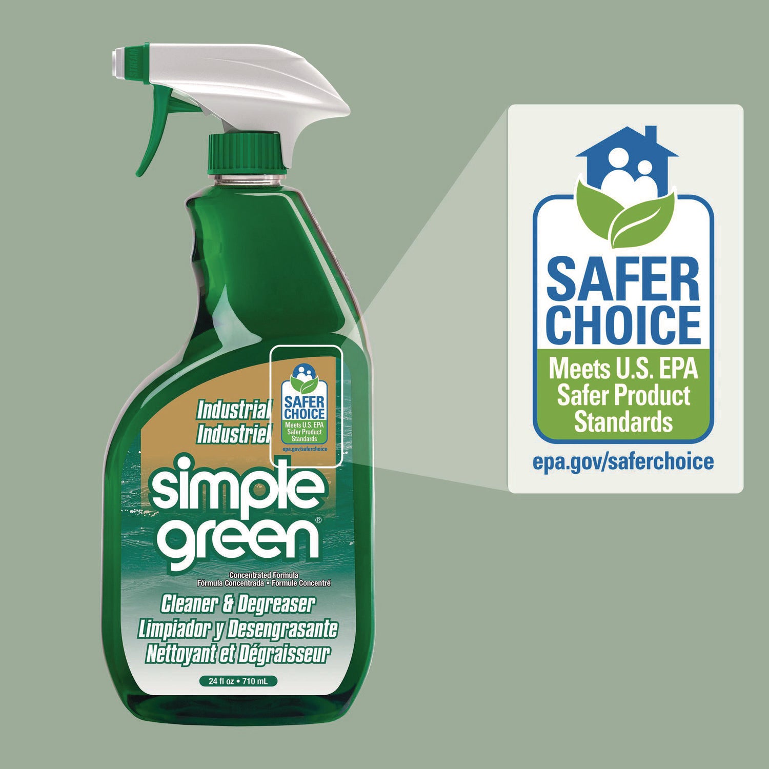 Simple Green Industrial Cleaner/Degreaser - Concentrate - Spray - 24 fl oz (0.8 quart) - Original Scent - Non-abrasive, Non-flammable - Green - 1 Each