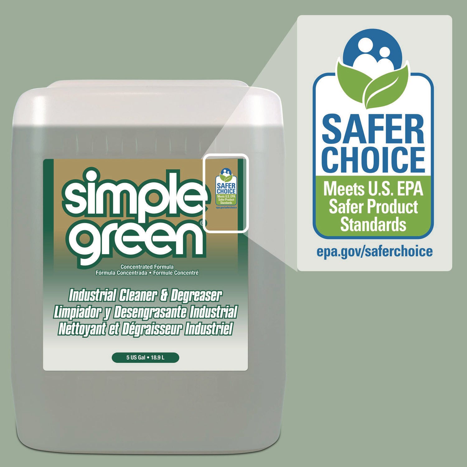 Simple Green Industrial Cleaner/Degreaser - For Food Service Area, Carpet, Floor, Machinery, Equipment, Vehicle - Concentrate - Liquid - 640 fl oz (20 quart) - Original Scent - Non-abrasive, Non-flammable - Green - 1 Each