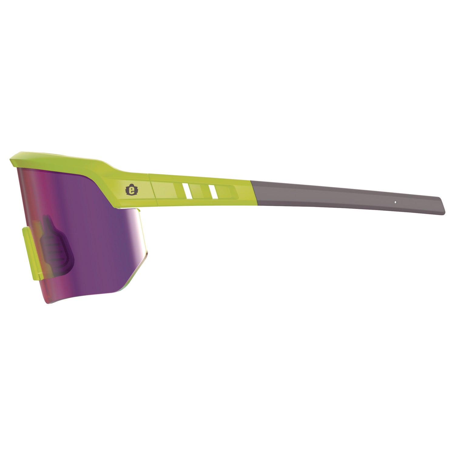 Ergodyne Skullerz Aegir Polarized Anti-Fog Safety Glasses, Purple Mirror Lens, Lime Frame, Anti-Scratch, Lightweight, Non-Slip, Impact Resistant, Half Frame, 1 Each
