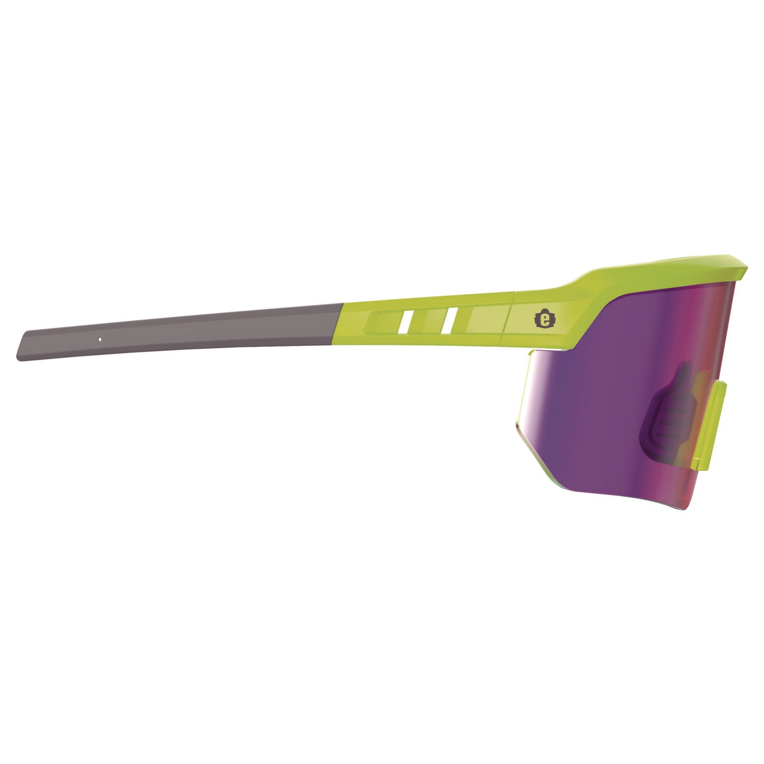 Ergodyne Skullerz Aegir Polarized Anti-Fog Safety Glasses, Purple Mirror Lens, Lime Frame, Anti-Scratch, Lightweight, Non-Slip, Impact Resistant, Half Frame, 1 Each