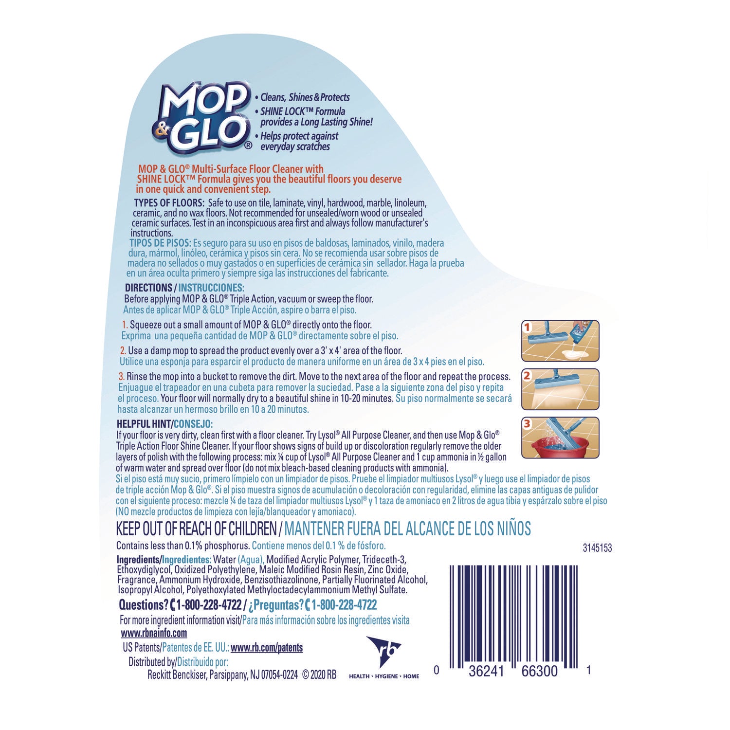 Professional MOP & GLO&reg; Triple Action Floor Shine Cleaner - For Wood Floor, Vinyl Floor, Linoleum Floor, Ceramic Tile Floor, Tile - 64 oz (4 lb) - Fresh Citrus Scent - Tan - 6 / Carton