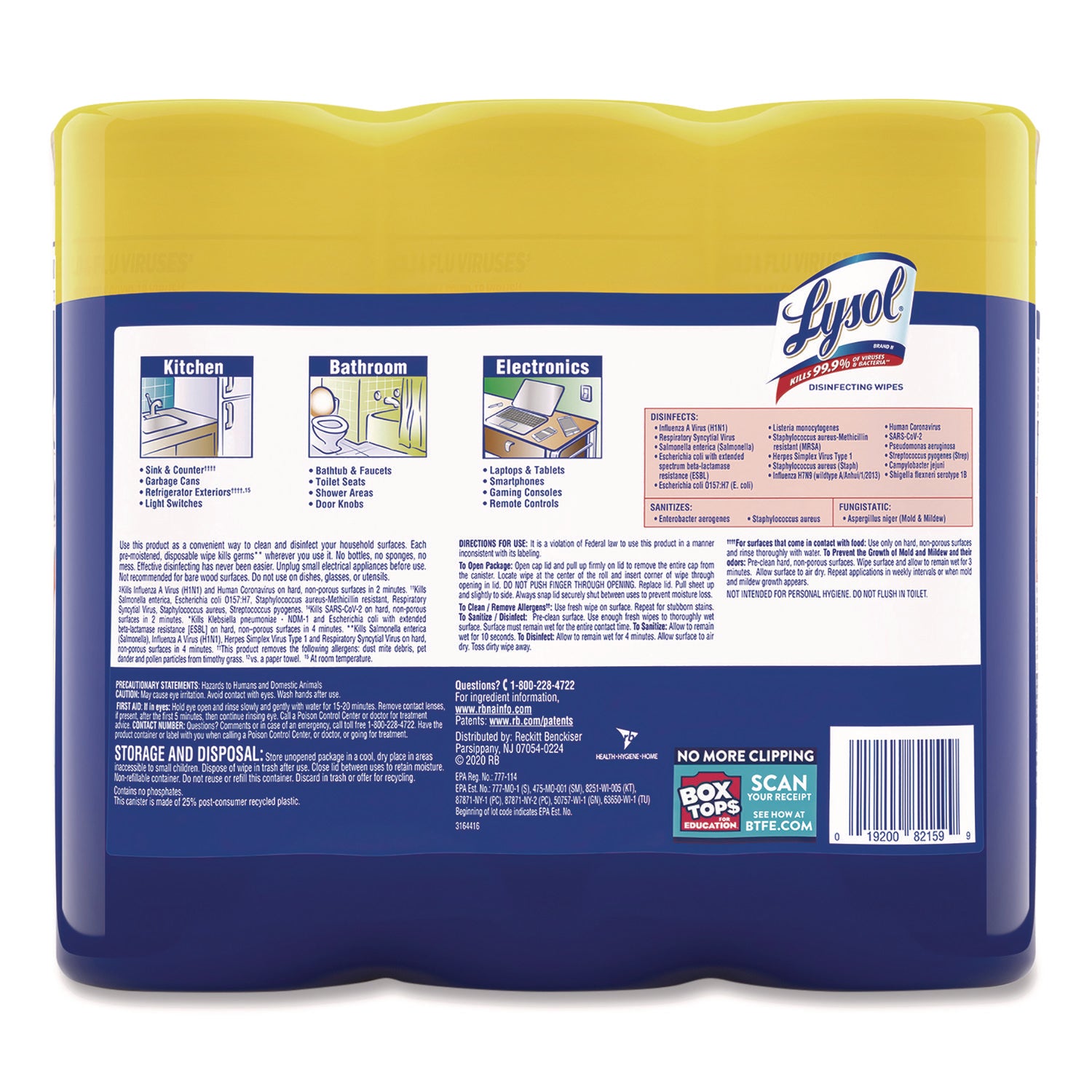 Lysol Disinfecting Wipes - For Multi Surface - Wipe - Lemon Scent - Recommended For: Bacteria Remover, Virus Remover, Allergen Remover, Pet Dander Remover, Dust Mite Remover, Pollen Remover - Disinfectant, Antibacterial - White - 35/Tub - 4 / Carton