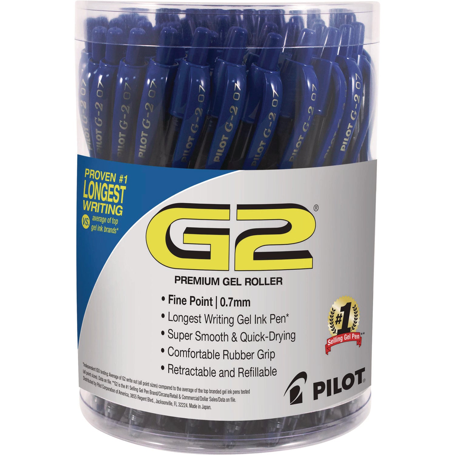 0.7 mm Fine, Medium Pen Point - Refillable - Retractable - Blue Ink - Gray, Silver Barrel - 36 / Pack