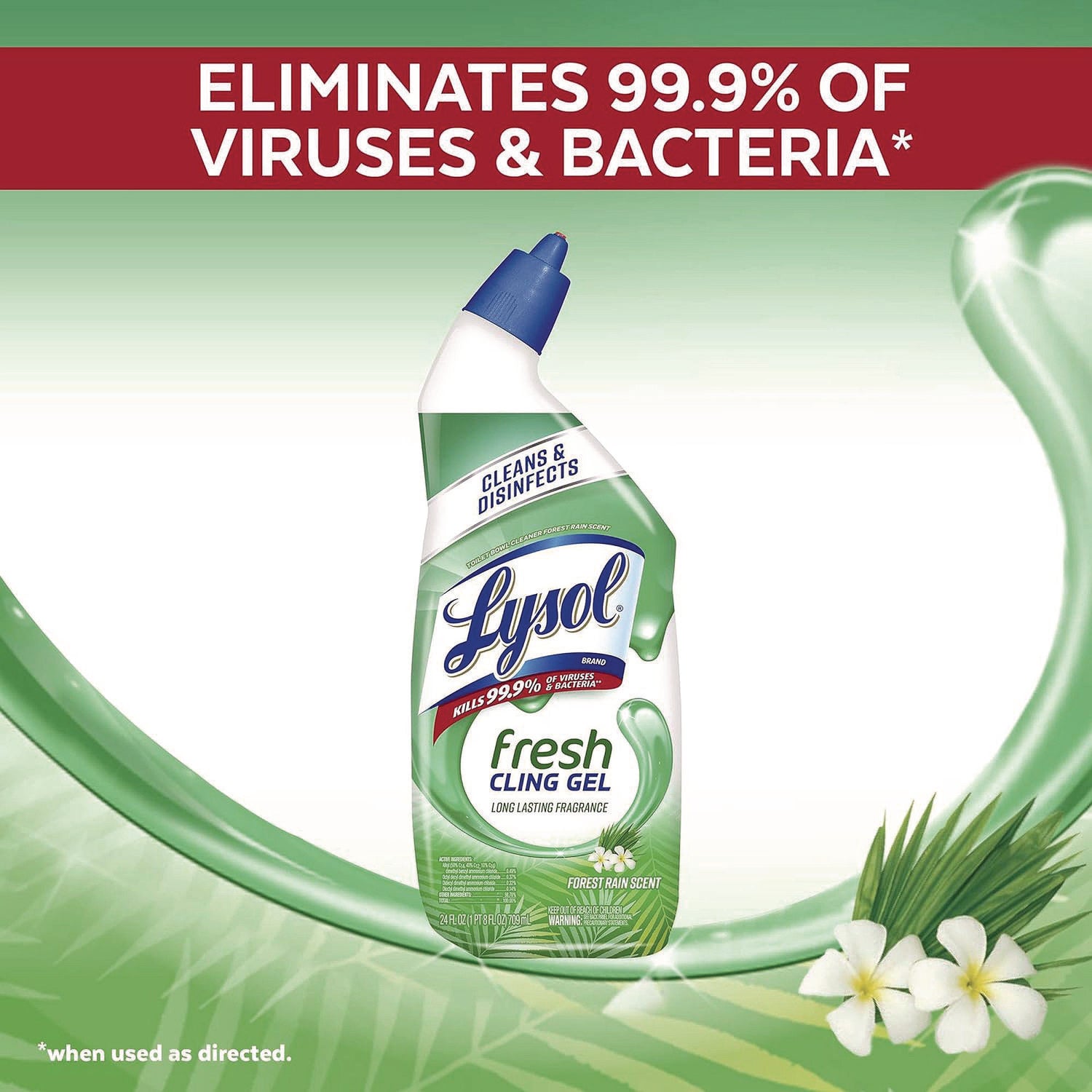 Lysol Clean/Fresh Toilet Cleaner - Ready-To-Use - 24 fl oz (0.8 quart) - Country Scent - Disinfectant, Antibacterial - Blue, White - 2 / Pack