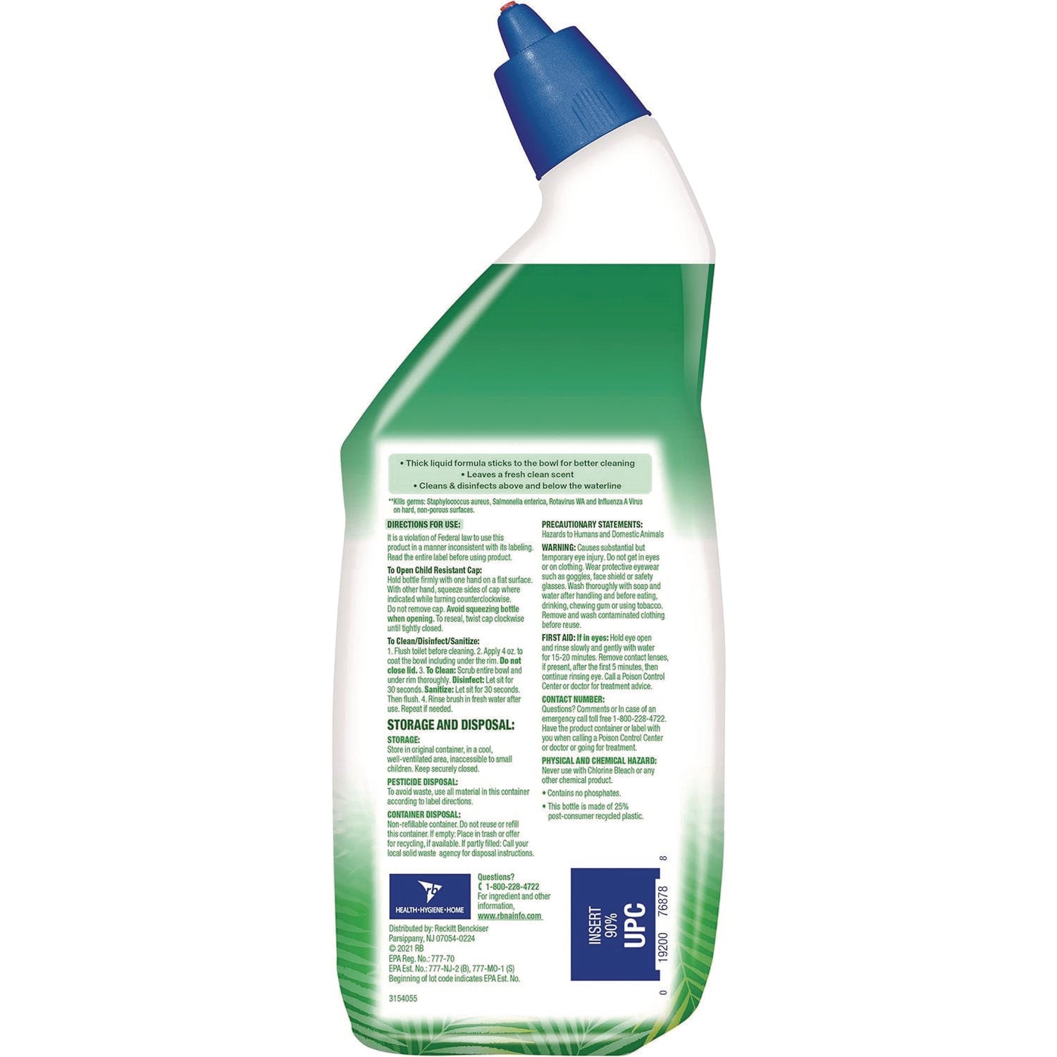 Lysol Clean/Fresh Toilet Cleaner - Ready-To-Use - 24 fl oz (0.8 quart) - Country Scent - Disinfectant, Antibacterial - Blue, White - 2 / Pack