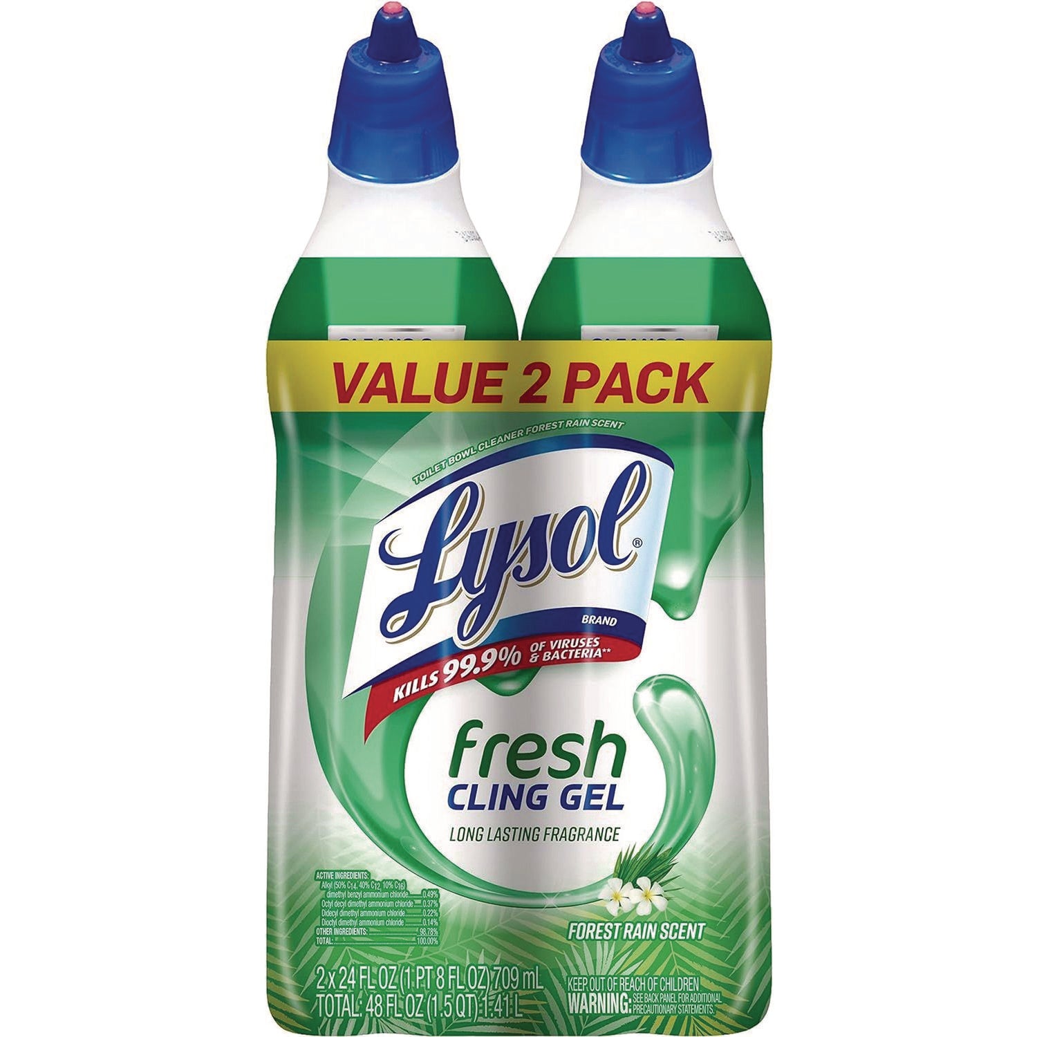Lysol Clean/Fresh Toilet Cleaner - Ready-To-Use - 24 fl oz (0.8 quart) - Country Scent - Disinfectant, Antibacterial - Blue, White - 2 / Pack