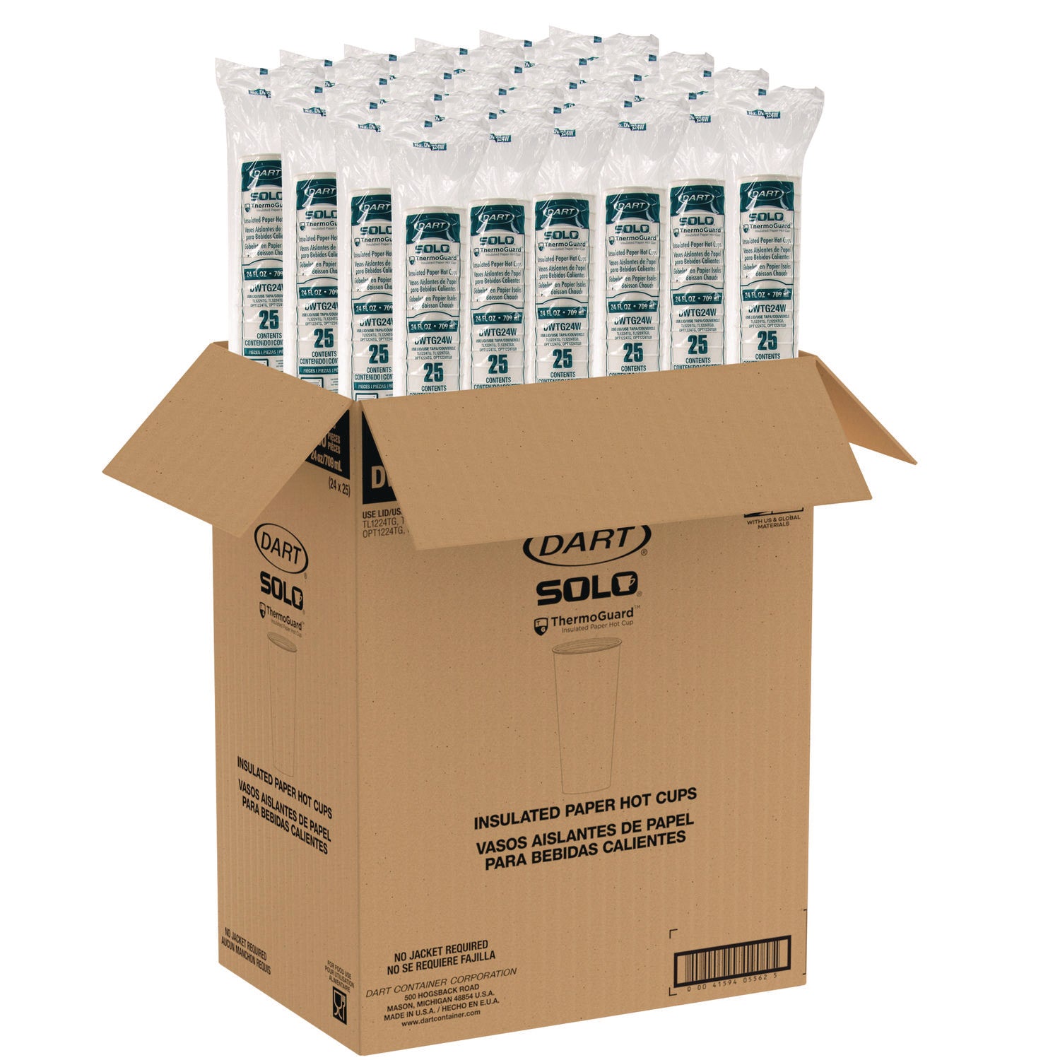 Thermoguard Insulated Paper Hot Cups, 24 oz, White Sustainable Forest Design, 600/Carton