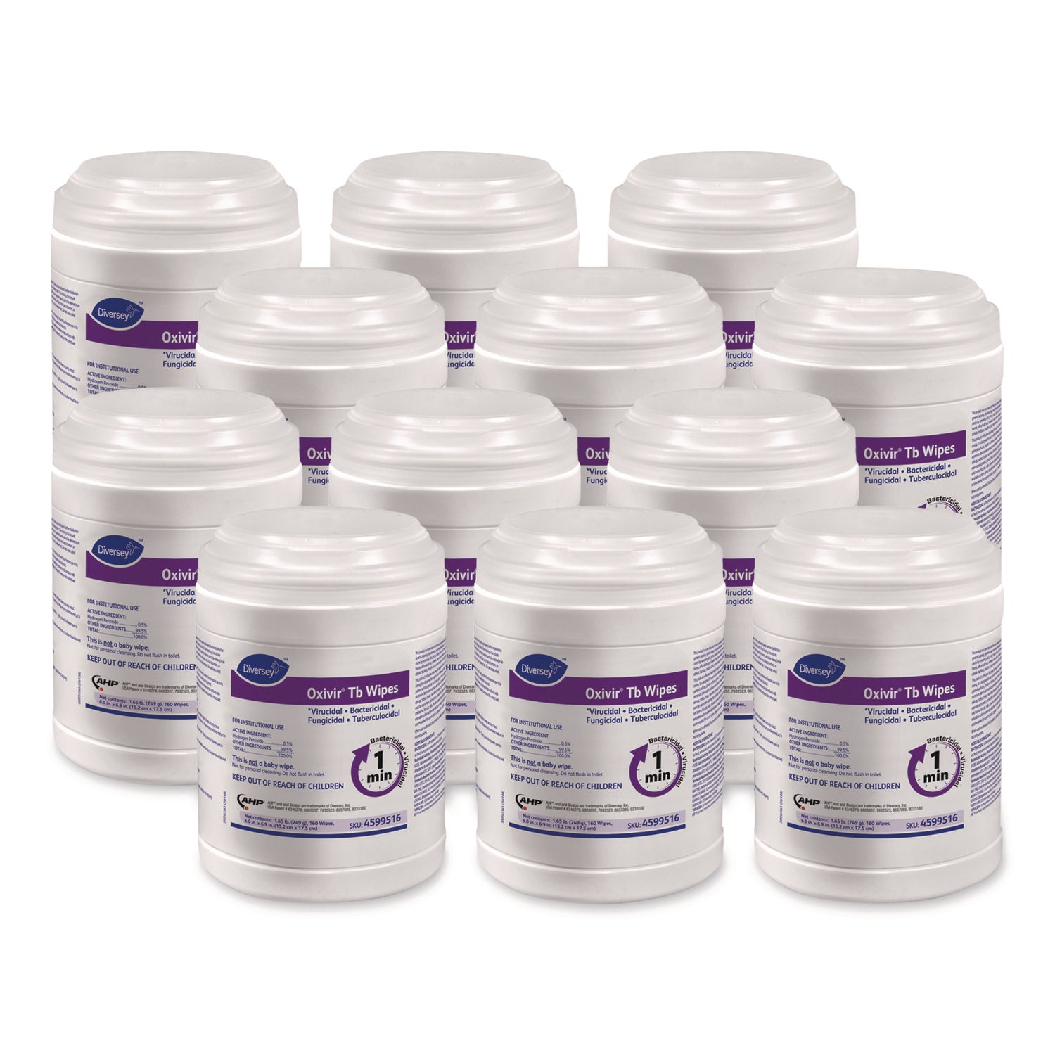 Diversey Oxivir Tb Wipes - For Multipurpose - Characteristic Scent - 7" Length x 6" Width - Recommended For: Bacteria Remover, Fungi Remover, Virus Remover, Blood Remover - Disinfectant, VOC-free - White - 160/Tub - 1 Each