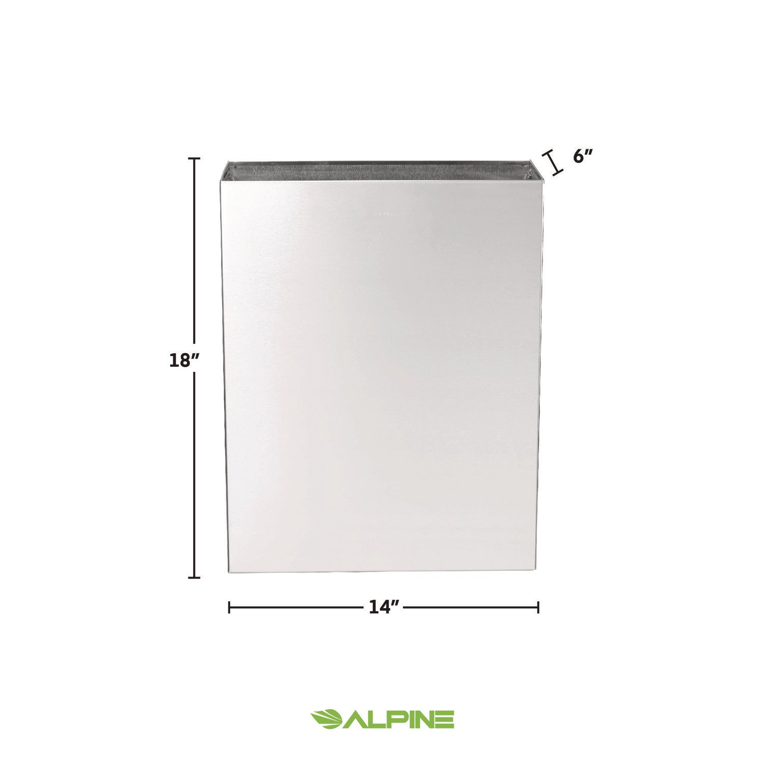 Stainless Steel Surface-Mounted Waste Receptacle, 6.4 gal, Brushed Stainless Steel