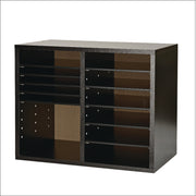 Wood Adjustable 12 Compartment Literature Organizer, 12 Sections, Letter Size, 20 x 11.8 x 16.3, Black