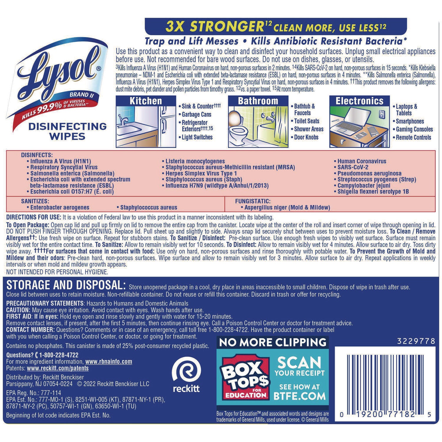 Lysol Disinfecting Wipes - Ready-To-Use - Lemon, Lime Blossom Scent - 7" Length x 7.25" Width - Bleach-free, Antibacterial, Disinfectant, Pre-moistened - White - 80/Tub - 6 / Carton
