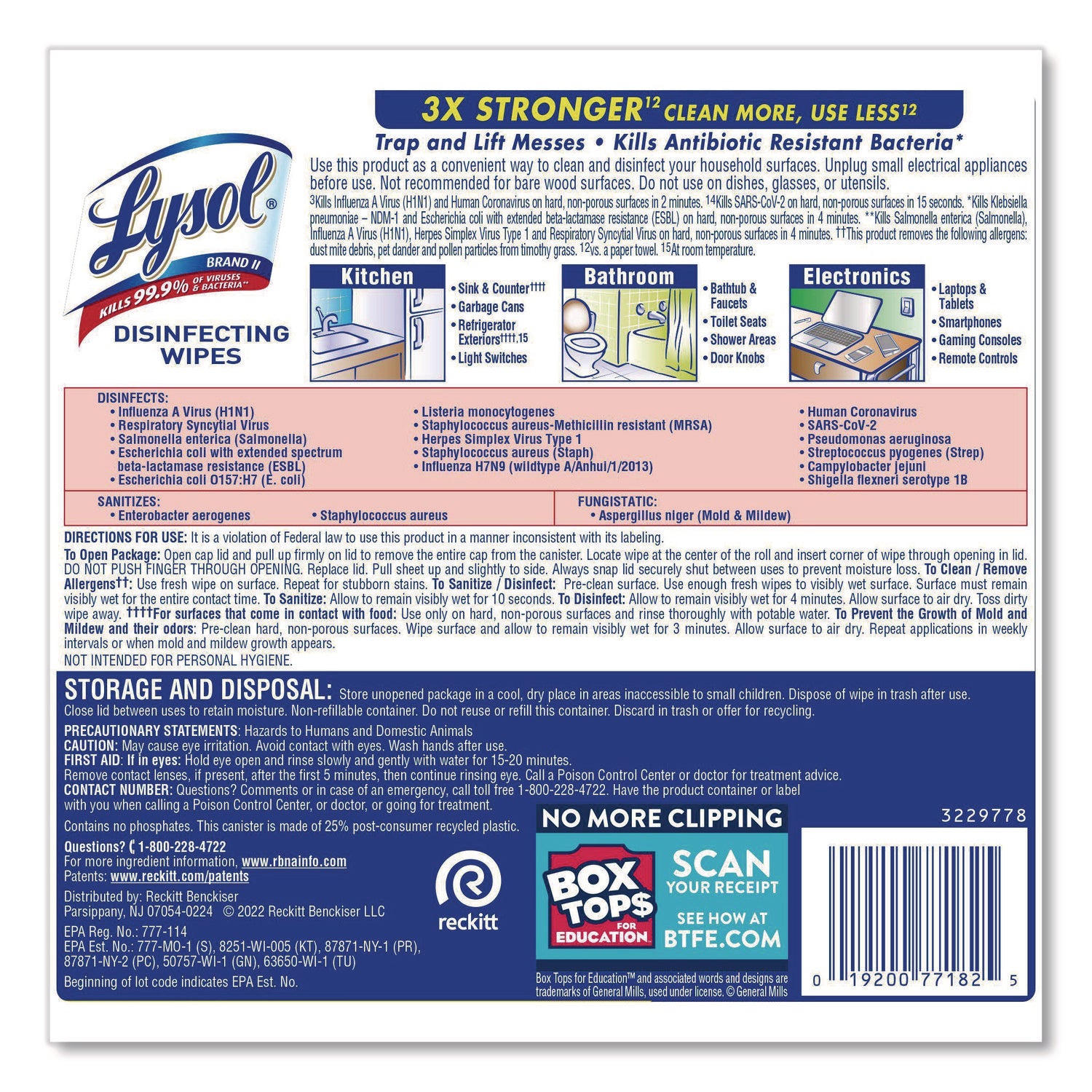 Disinfecting Wipes, 1-Ply, 7 x 7.25, Lemon and Lime Blossom, White, 80 Wipes/Canister