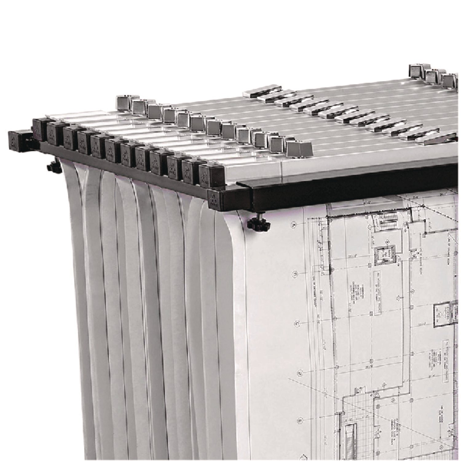 Blueprint Storage Cabinet Steel Vertical Plan Center, Assorted Document Sizes,15" x 27" to 47.25" x 32.5" to 57", Black