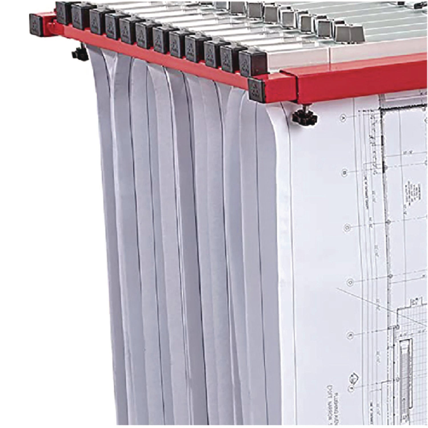 Blueprint Storage Cabinet Steel Vertical Plan Center, Assorted Document Sizes, 15" x 27" to 47.25" x 32.5" to 57", Red